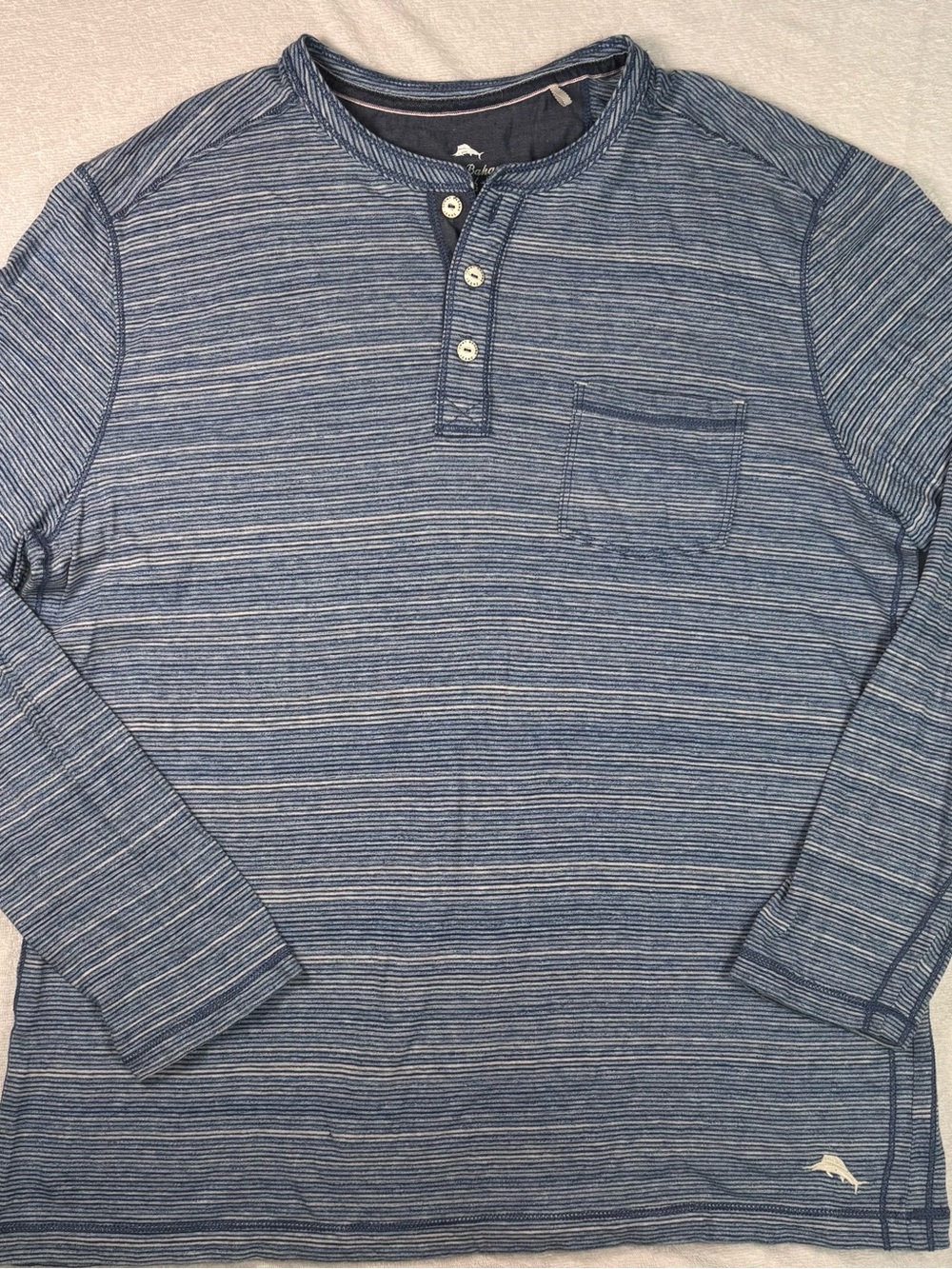 Tommy Bahama Blue Striped Long-Sleeve Henley